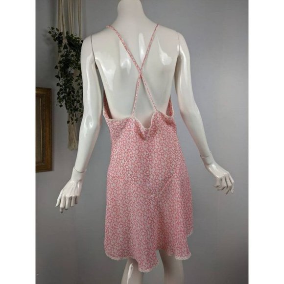 Vintage Natori Robe Pink and white low back sexy slip size m/l - Picture 4 of 9